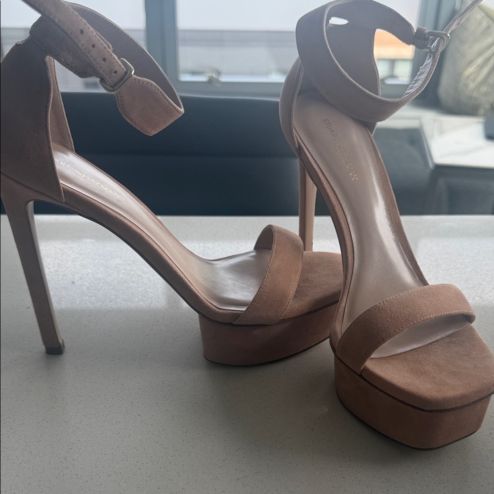 Stuart Weitzman Tan Suede Platform Heels - Picture 6 of 6